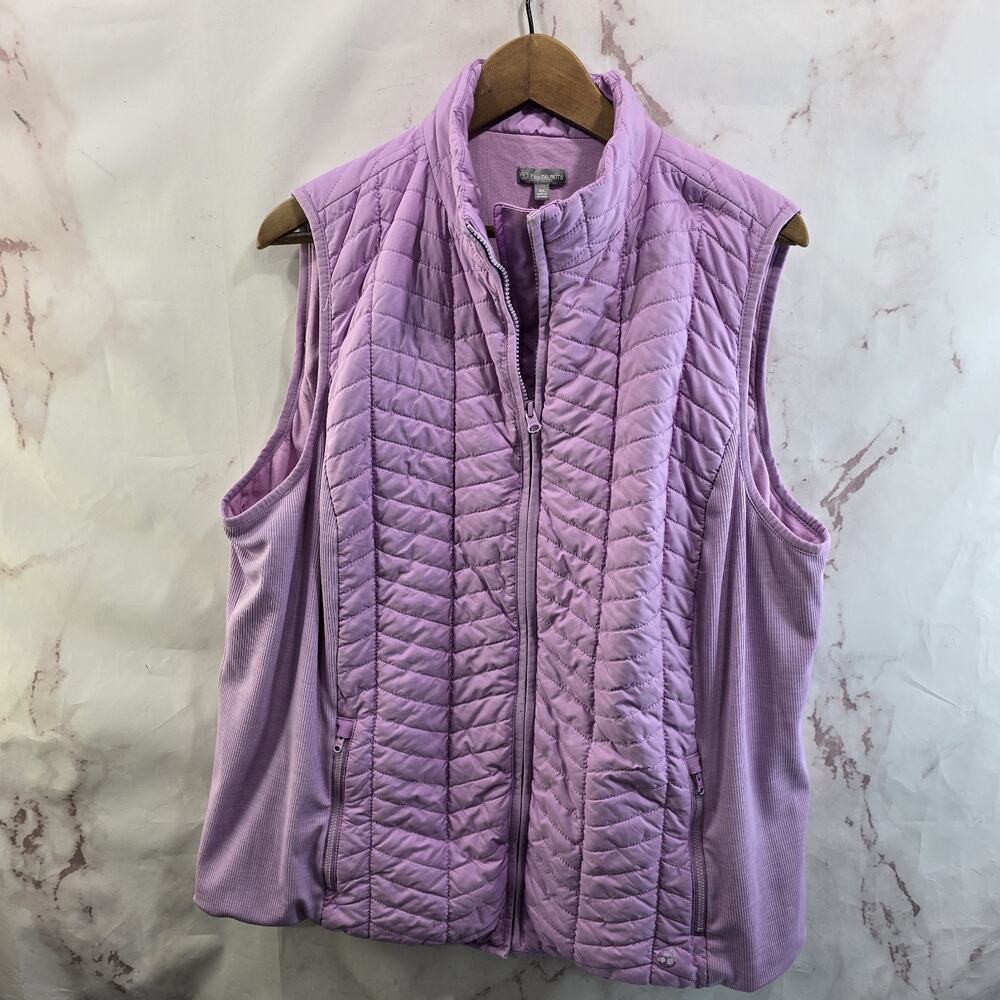 Talbots Vest Womens 2X Lavender Lilac Puffer Insulated Quilted Jersey Slub Lined